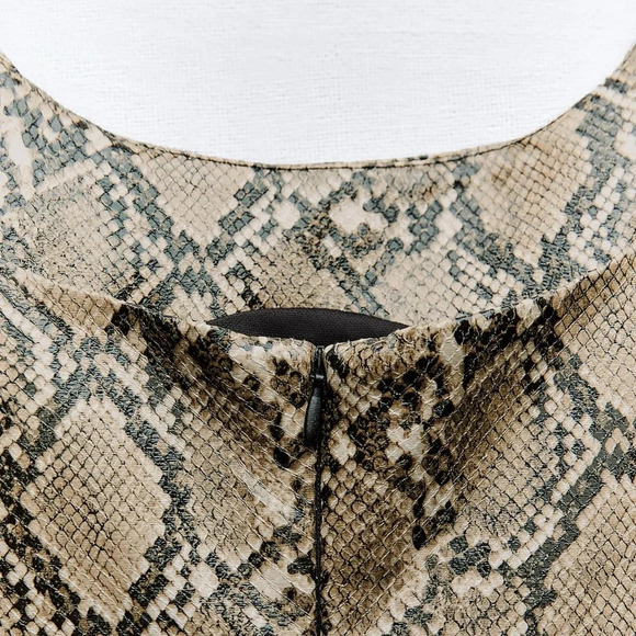 ZARA SNAKESKIN PRINT FAUX LEATHER DRESS - Picture 4 of 5